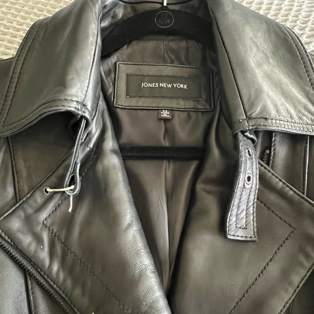 Jones New York Charcoal Leather Jacket